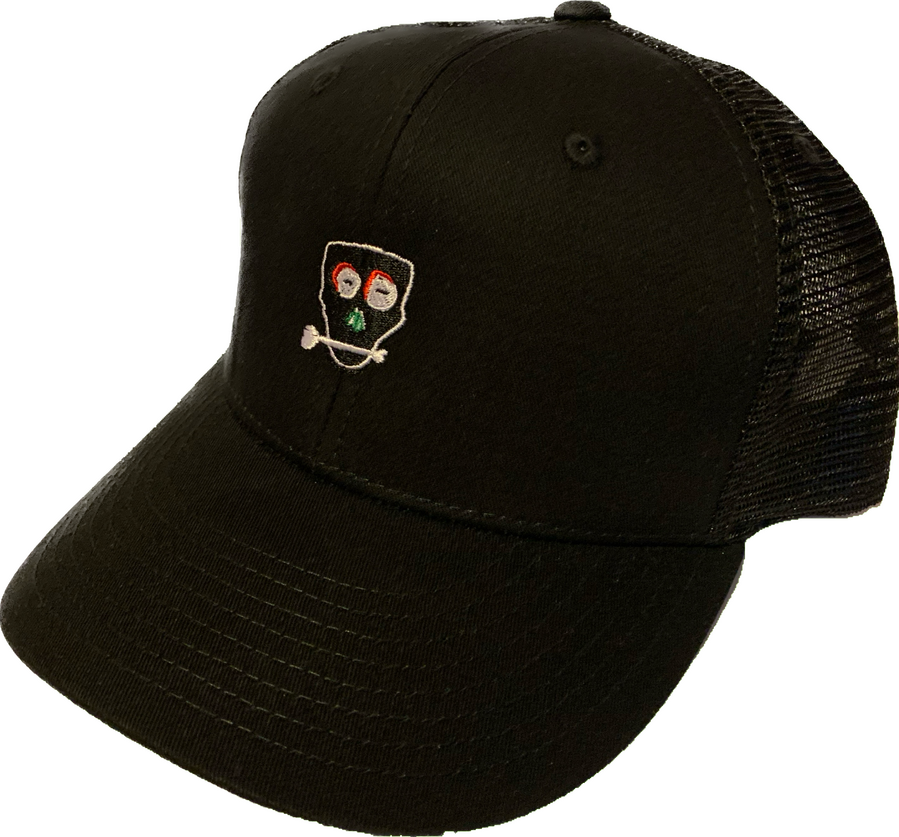 Outline SkullNBone Embroidered Black Trucker SnapBack Outline SkullNBone Embroidered Black Trucker SnapBack $42 50% Cotton 50% Polyester Dry Clean or Hand Wash Only One Size Fits Most Unisex