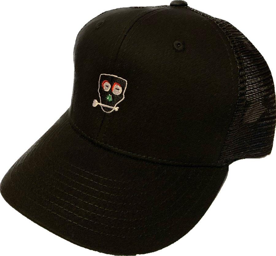 Outline SkullNBone Embroidered Black Trucker SnapBack Outline SkullNBone Embroidered Black Trucker SnapBack $42 50% Cotton 50% Polyester Dry Clean or Hand Wash Only One Size Fits Most Unisex