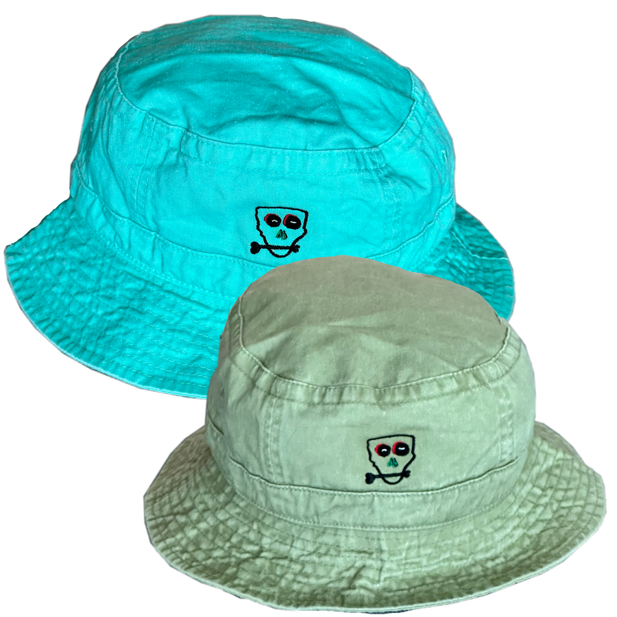 Outline SkullNBone Embroidered Bucket Hat $40 Outline SkullNBone Embroidered Bucket Hat 100% Cotton Dry Clean or Hand Wash Only Colors: Mint & Olive