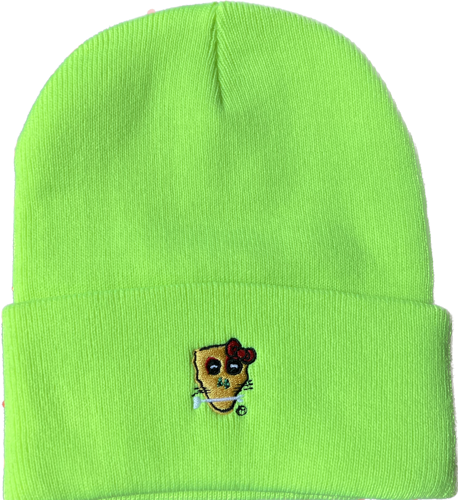 SkullNBone Kitty Embroidered Neon Green Beanie SkullNBone Kitty Embroidered Neon Green Beanie 62% Acrylic 38% Polyester $32 #1 Selling Beanie For The Cold Weather Hello Kitty Inspired