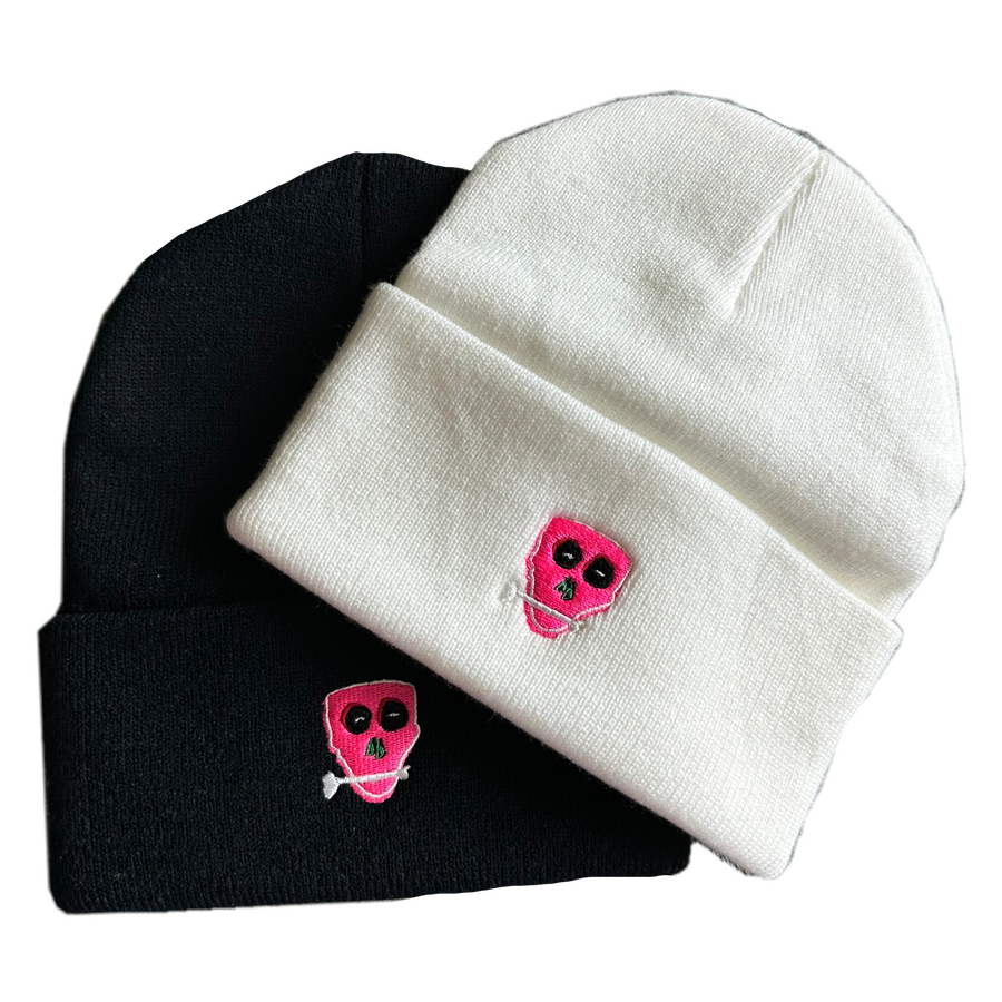 Pink SkullNBone Embroidered Beanie SkullNBone Pink Embroidered Beanie 62% Acrylic 38% Polyester $32 Colors: Black & White